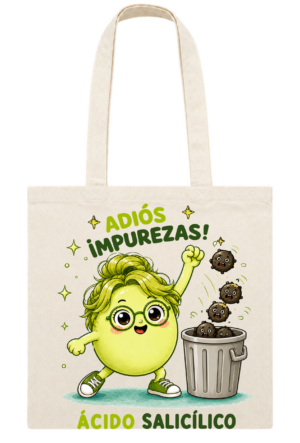 Tote bag Adiós Impurezas inspirada en ácido salicílico